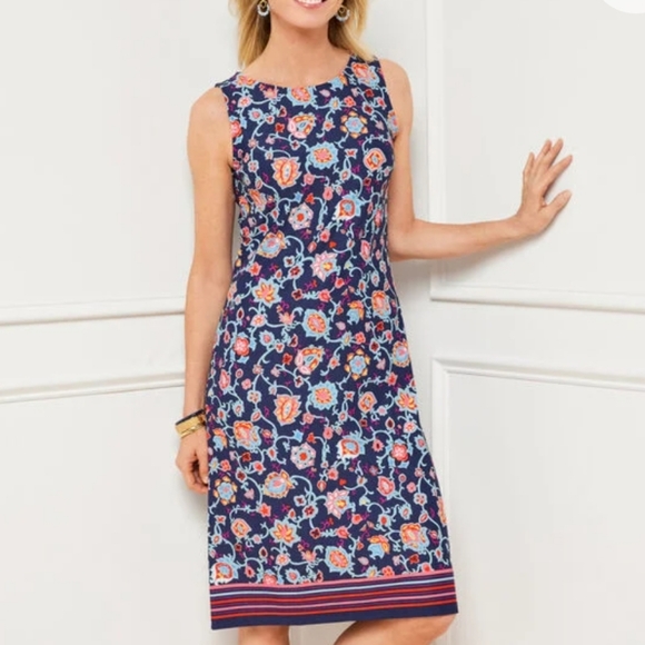 NWT Talbots Effortless Jersey Shift Dress - Stitched Floral Small - Picture 1 of 8